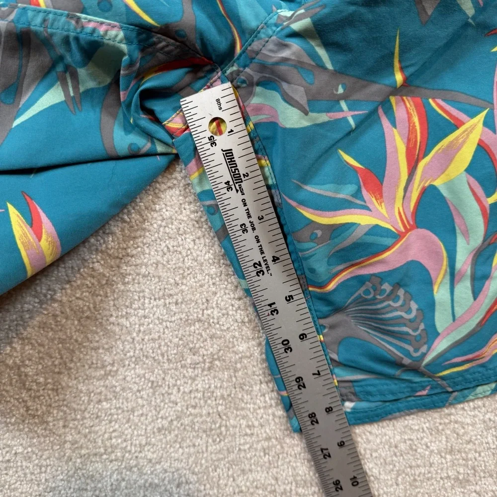 Patagonia‎ Board Shorts Mens 34 Teal Floral Bird of Paradise Swim Trunks Surf